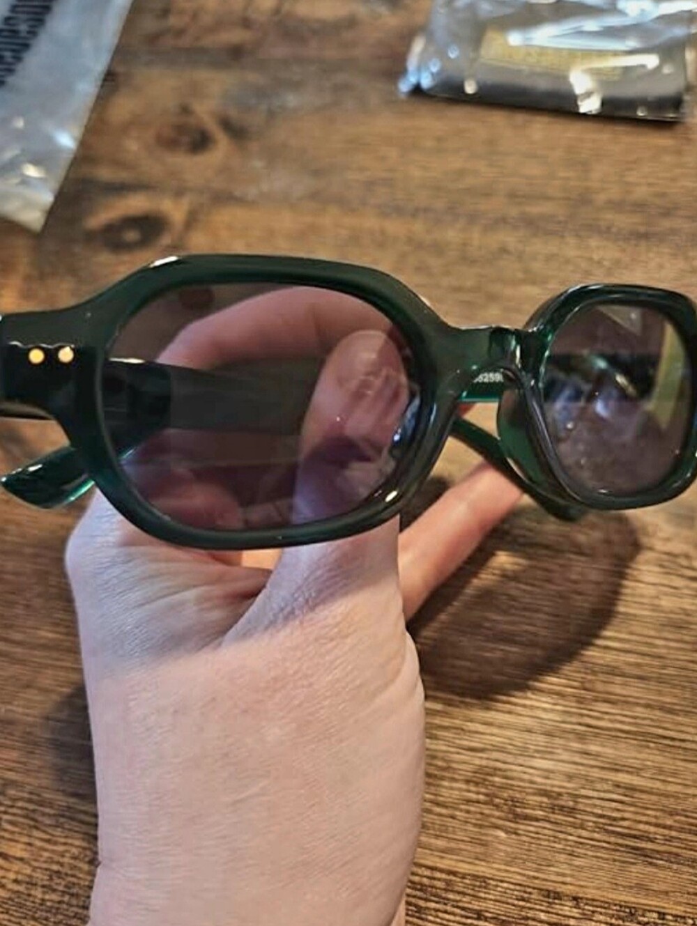 Mosanana Dark Green Hexagonal Sunglasses - Retro style, UV protection, Brand new